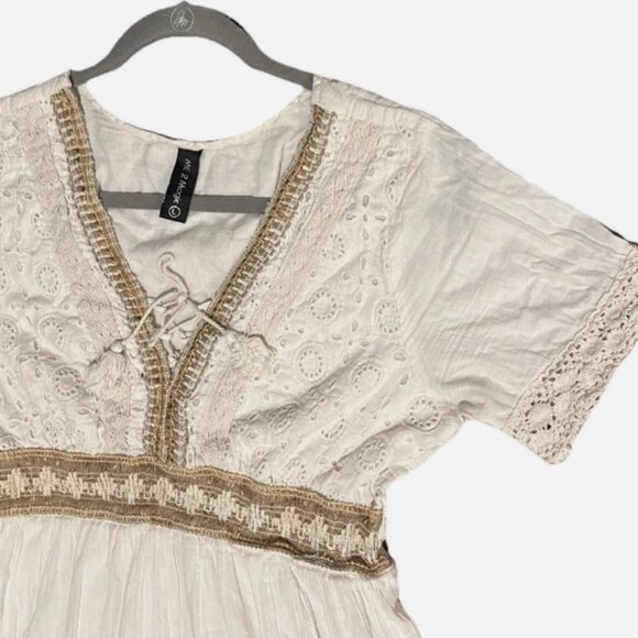 Anthropologie  Bohemian Maxi Dress Crochet Lace Eyelet Beach Me2Magic Victoria-L - Picture 4 of 13